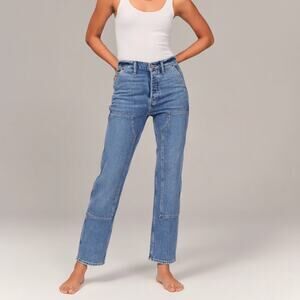 Abercrombie & Fitch Curve Love High Rise Carpenter Dad Jean Size 26/2 Regular